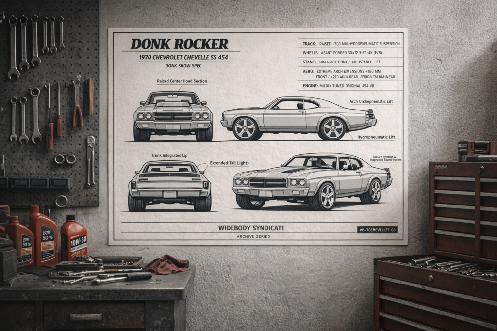 1970 Chevrolet Chevelle SS 454 Donk Rocker Blueprint Poster
