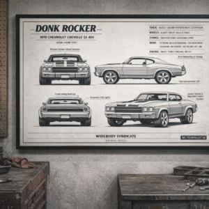 1970 Chevrolet Chevelle SS 454 Donk Rocker Framed Blueprint Poster