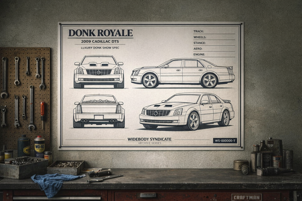 2009 Cadillac DTS Donk Royale Blueprint Poster
