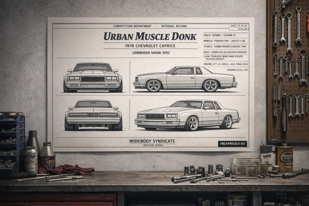 1978 Chevrolet Caprice Urban Muscle Donk Blueprint Poster