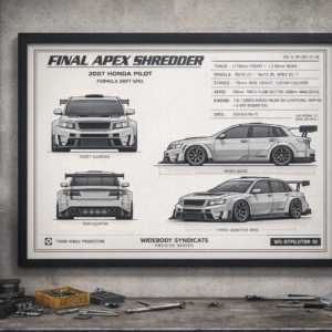 2007 Honda Pilot Final Apex Shredder Framed Blueprint Poster