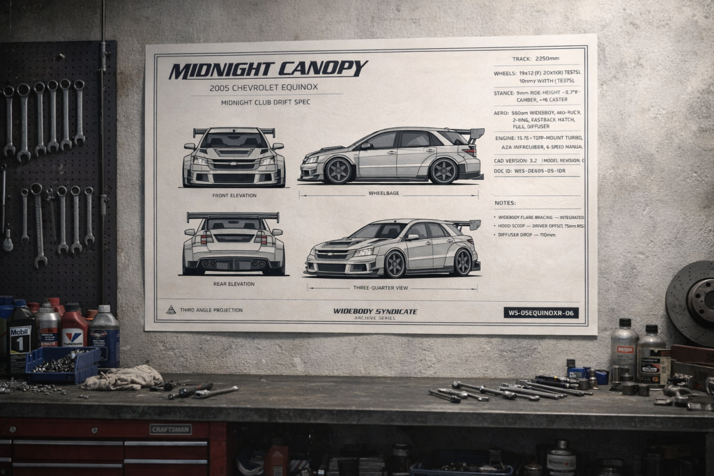 2005 Chevrolet Equinox Midnight Canopy Drifter Blueprint Poster