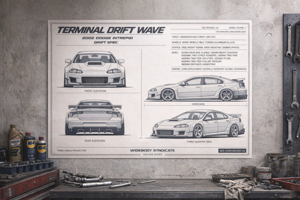 2002 Dodge Intrepid Terminal Drift Wave Blueprint Poster