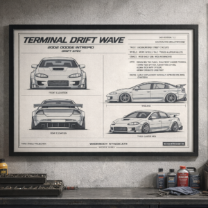 2002 Dodge Intrepid Terminal Drift Wave Framed Blueprint Poster
