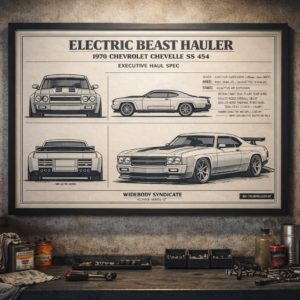 1970 Chevrolet Chevelle SS 454 Electric Beast Hauler Framed Blueprint Poster