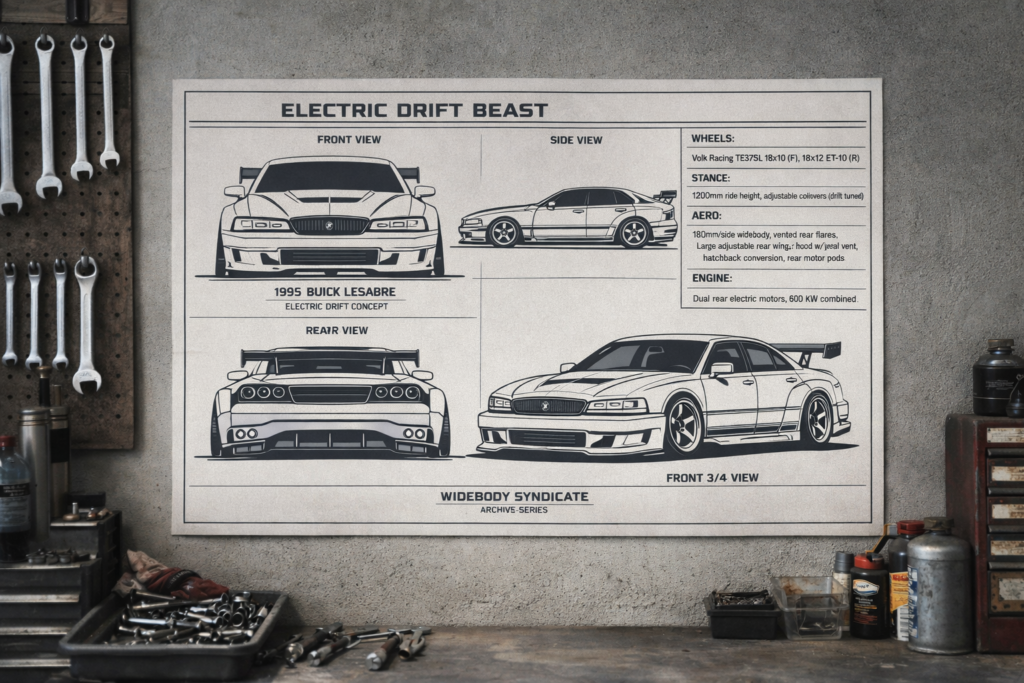 1995 Buick LeSabre Electric Drift Beast Blueprint Poster