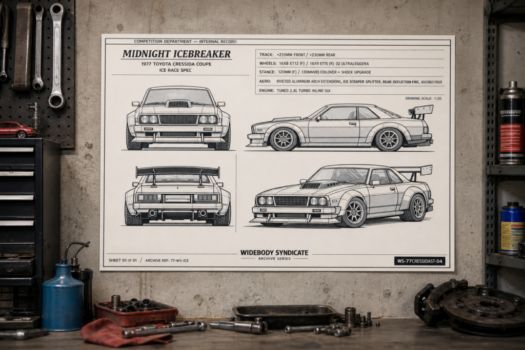 1977 Toyota Cressida Coupe Midnight Icebreaker Blueprint Poster