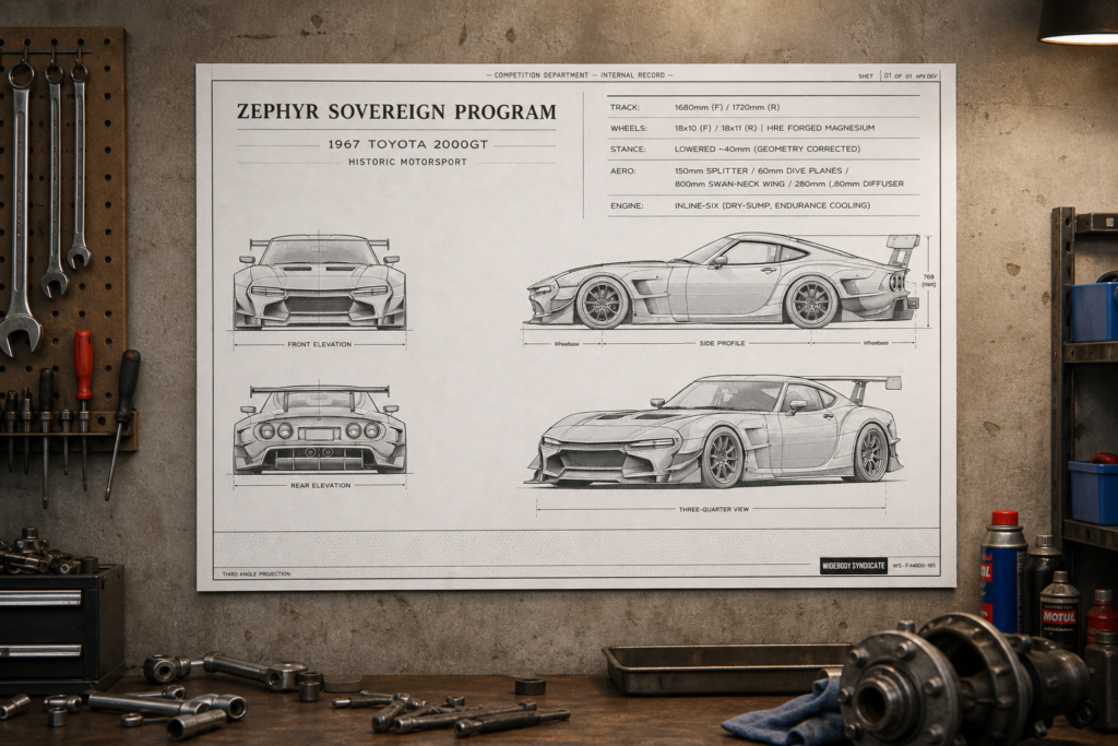 1967 Toyota 2000GT Zephyr Sovereign Program Blueprint Poster