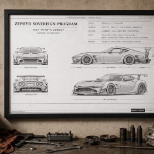 1967 Toyota 2000GT Zephyr Sovereign Program Framed Blueprint Poster