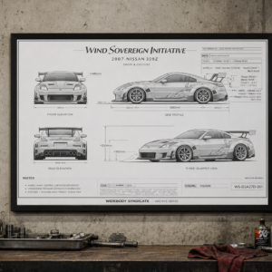 2007 Nissan 350Z Wind Sovereign Initiative Framed Blueprint Poster