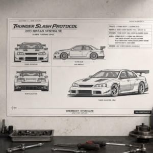 2001 Nissan Sentra SE Thunder Slash Protocol Blueprint Poster