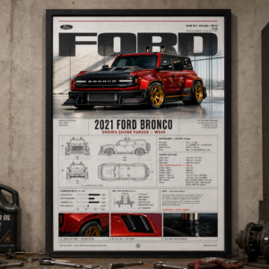 2021 Ford Bronco Showa Shark Parade Framed Collectible Poster