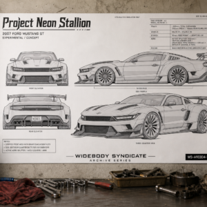 2007 Ford Mustang GT Project Neon Stallion Blueprint Poster