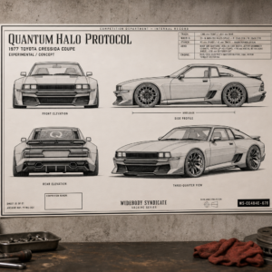 1977 Toyota Cressida Coupe Quantum Halo Protocol Blueprint Poster