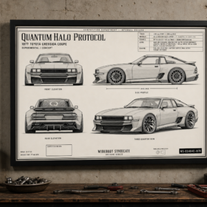 1977 Toyota Cressida Coupe Quantum Halo Protocol Framed Blueprint Poster