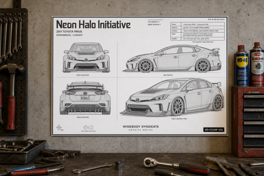 2011 Toyota Prius Neon Halo Initiative Blueprint Poster