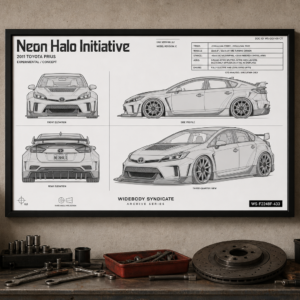 2011 Toyota Prius Neon Halo Initiative Framed Blueprint Poster