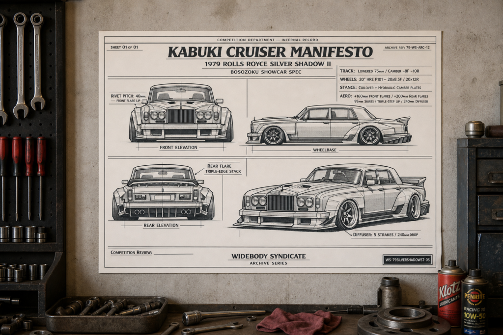 1979 Rolls Royce Silver Shadow II Kabuki Cruiser Manifesto Blueprint Poster