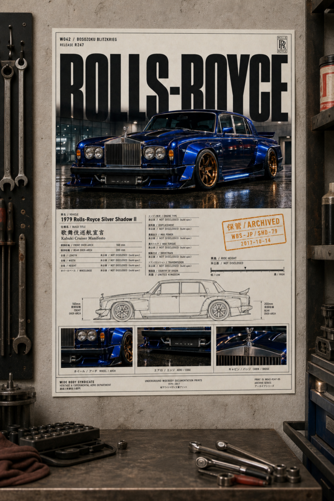 1979 Rolls Royce Silver Shadow II Kabuki Cruiser Manifesto Collectible Poster