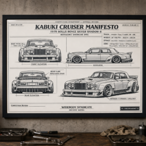 1979 Rolls Royce Silver Shadow II Kabuki Cruiser Manifesto Framed Blueprint Poster