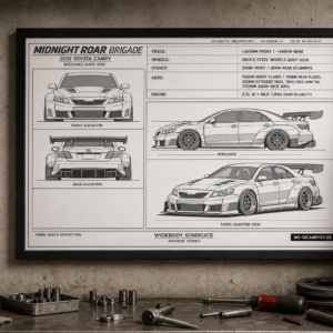2010 Toyota Camry Midnight Roar Brigade Framed Blueprint Poster