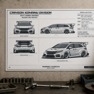 2017 Honda Odyssey Crimson Komainu Division Blueprint Poster