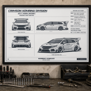 2017 Honda Odyssey Crimson Komainu Division Framed Blueprint Poster