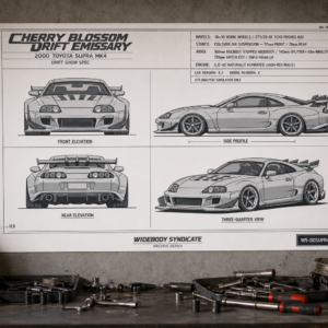 2000 Toyota Supra Mk4 Cherry Blossom Drift Emissary Blueprint Poster