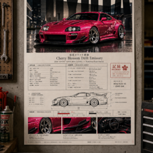 2000 Toyota Supra Mk4 Cherry Blossom Drift Emissary Collectible Poster