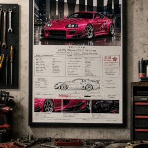 2000 Toyota Supra Mk4 Cherry Blossom Drift Emissary Framed Collectible Poster