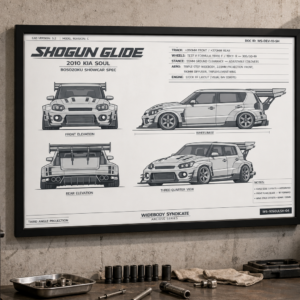 2010 Kia Soul Shogun Glide Framed Blueprint Poster