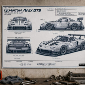 1990 Mazda MX-5 Miata Quantum Apex GT5 Blueprint Poster