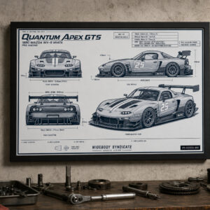 1990 Mazda MX-5 Miata Quantum Apex GT5 Framed Blueprint Poster