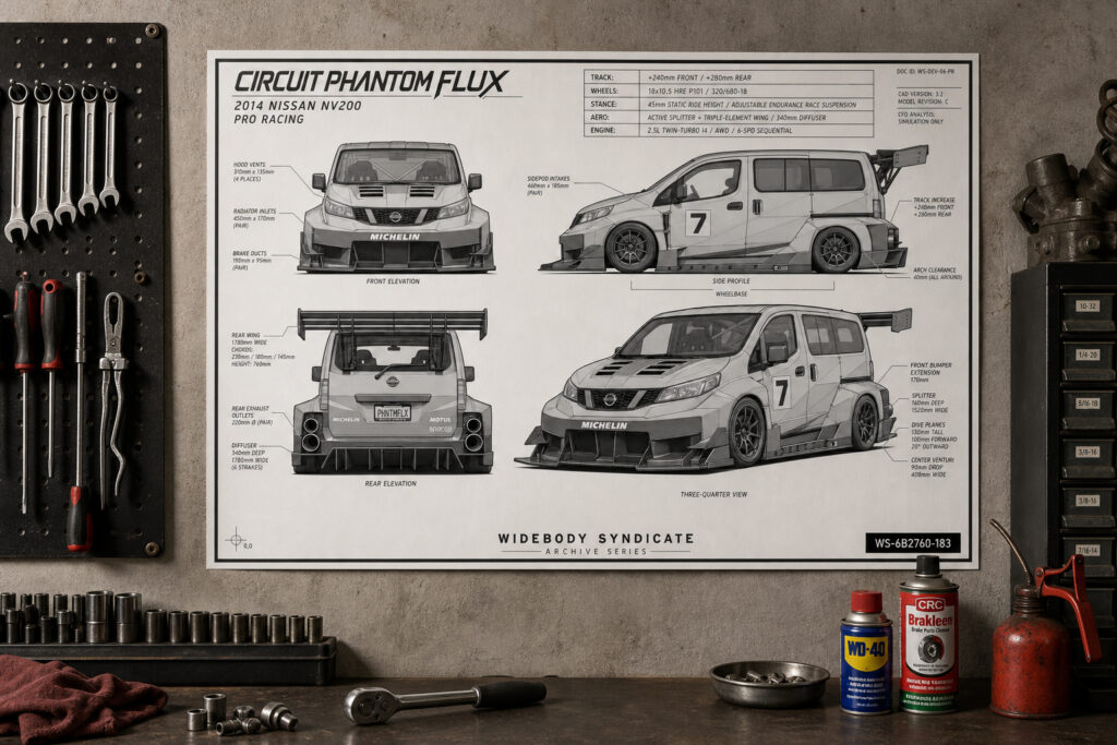 2014 Nissan NV200 Circuit Phantom Flux Blueprint Poster