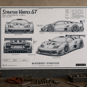 1990 Lamborghini Diablo Stratus Vortex GT Blueprint Poster