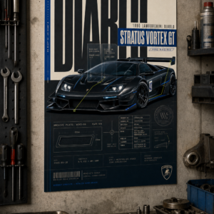 1990 Lamborghini Diablo Stratus Vortex GT Collectible Poster