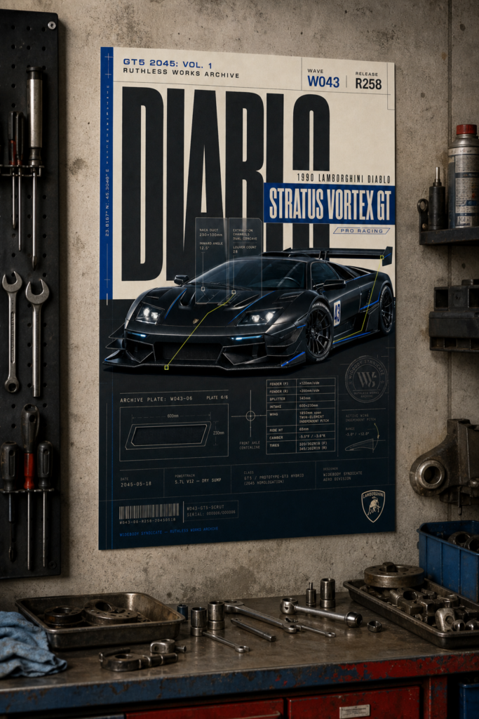 1990 Lamborghini Diablo Stratus Vortex GT Collectible Poster