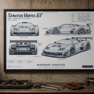 1990 Lamborghini Diablo Stratus Vortex GT Framed Blueprint Poster