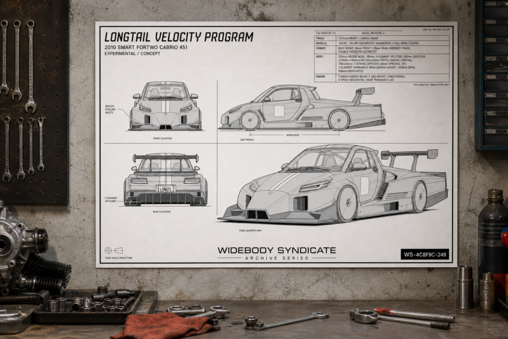 2010 Smart Fortwo Cabrio 451 Longtail Velocity Program Blueprint Poster