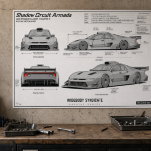 2006 Mitsubishi Lancer Evolution IX Shadow Circuit Armada Blueprint Poster