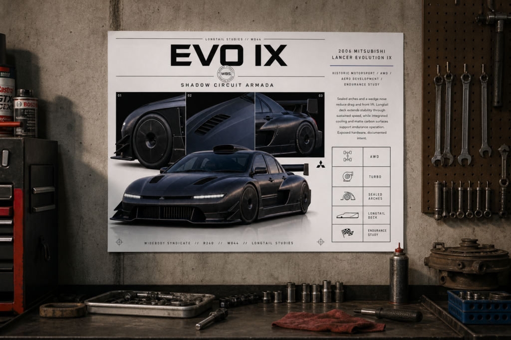 2006 Mitsubishi Lancer Evolution IX Shadow Circuit Armada Collectible Poster