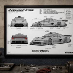 2006 Mitsubishi Lancer Evolution IX Shadow Circuit Armada Framed Blueprint Poster
