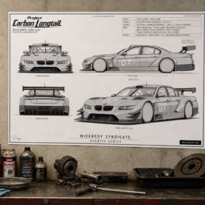 2008 BMW 328i E90 Project Carbon Longtail Blueprint Poster