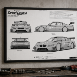 2008 BMW 328i E90 Project Carbon Longtail Framed Blueprint Poster