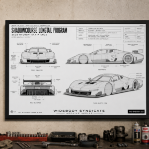 2022 Hyundai Santa Cruz Shadowcourse Longtail Program Framed Blueprint Poster