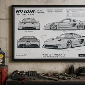 1992 Toyota MR2 Hydra Longtail Program Framed Blueprint Poster