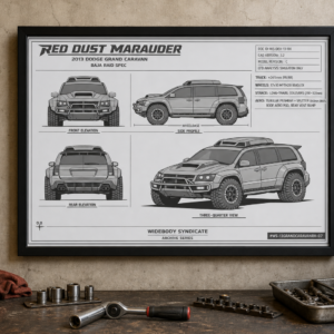 2013 Dodge Grand Caravan Red Dust Marauder Framed Blueprint Poster