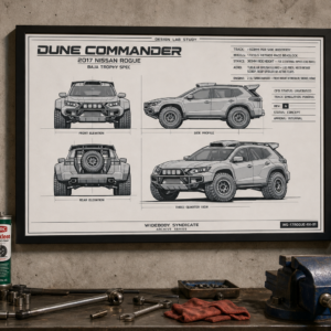 2017 Nissan Rogue Dune Commander Framed Blueprint Poster