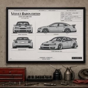 2004 Saturn Ion Velvet Baron Edition Framed Blueprint Poster