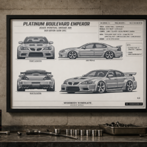 2003 Pontiac Grand Am Platinum Boulevard Emperor Framed Blueprint Poster